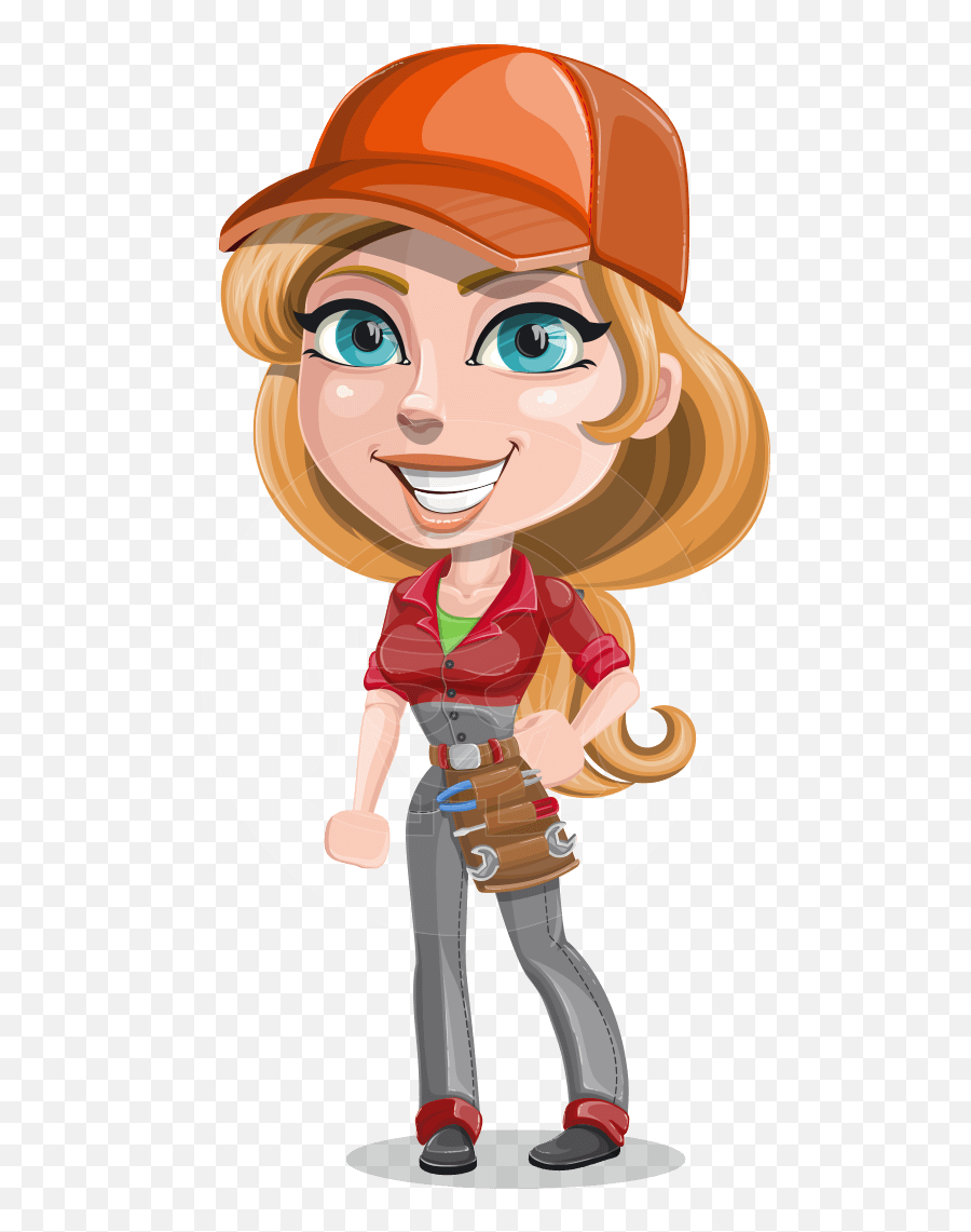 Mechanic Girl Cartoon Vector Character - Female Human Cartoon Characters  Png,Girl Cartoon Png - free transparent png images 