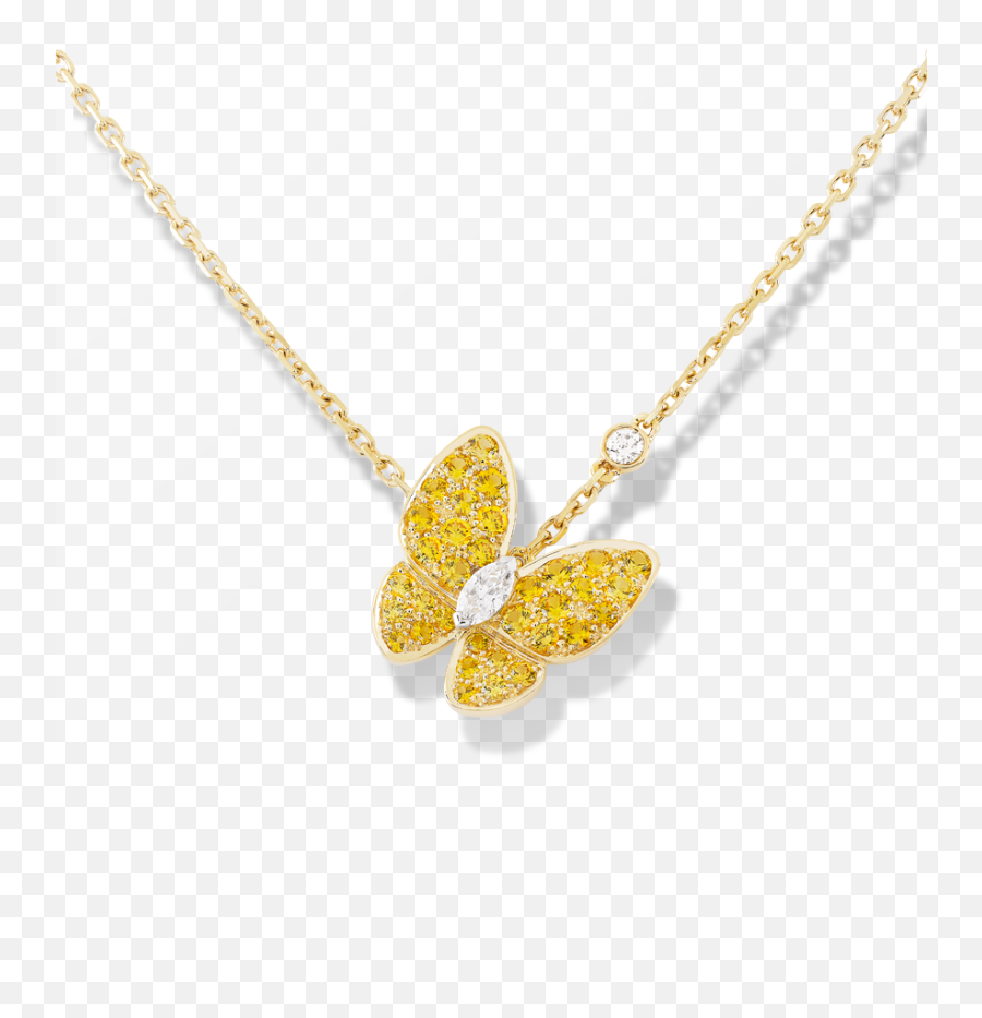 Butterfly Van Cleef Replica Yellow Gold Pendant Round - Van Cleef And Arpels Butterfly Necklace Yellow Png,Gold Butterfly Png