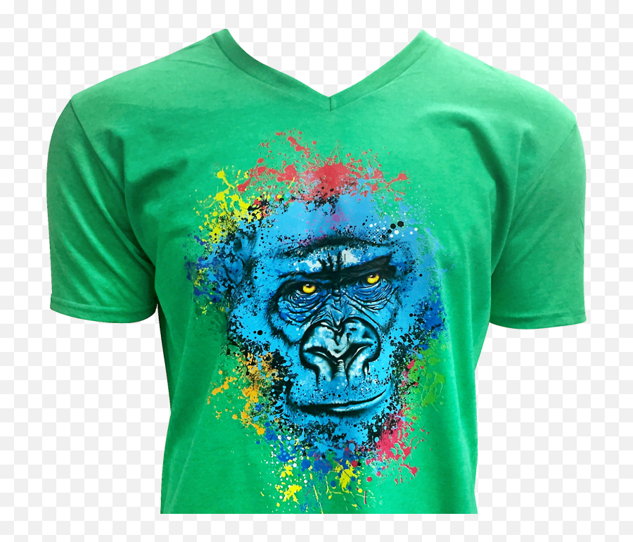 Download Benefits Of Dtg - Gorilla With Colored Paint Dtg Print Transparent Png,Transparent Harambe