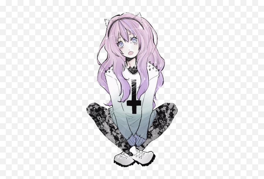 Long Hair Anime Mangaka Magical Girl - Cute Goth Anime Girl Png,Pastel Goth Png