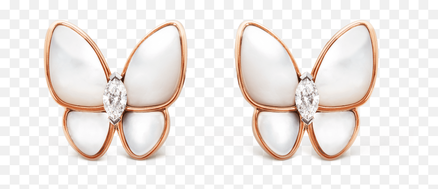 Two Butterfly Earrings - Vcaro8fn00 Van Cleef U0026 Arpels Van Cleef And Arpels Butterfly Earrings Png,Gold Butterfly Png