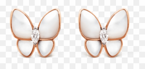 Two Butterfly Earrings - Vcaro8fn00 Van Cleef U0026 Arpels Van Cleef And Arpels Butterfly Earrings Png,Gold Butterfly Png