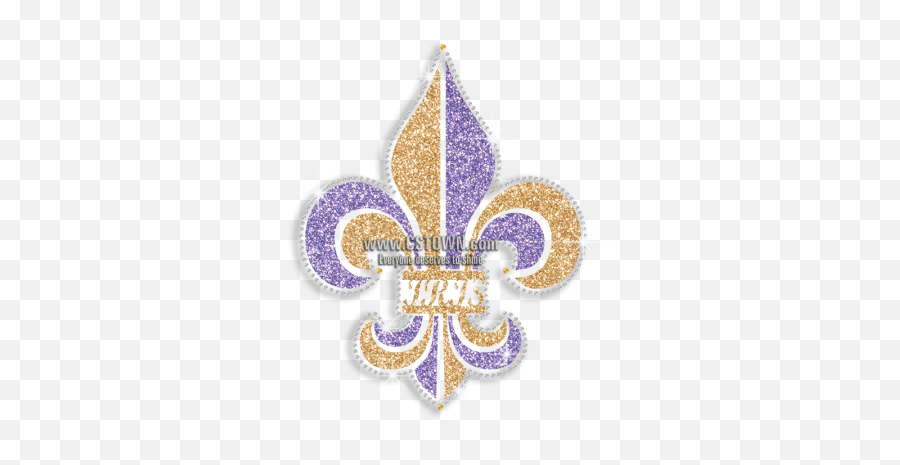 Gold U0026 Purple Iris Fleur De Lis Iron - On Glitter Transfer Illustration Png,Fleur De Lis Png