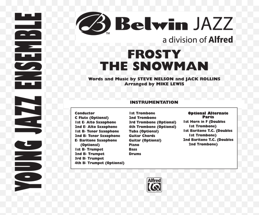Frosty The Snowman Arr Mike Lewis Jw Pepper Sheet Music - High Maintenance Gordon Goodwin Png,Frosty The Snowman Png