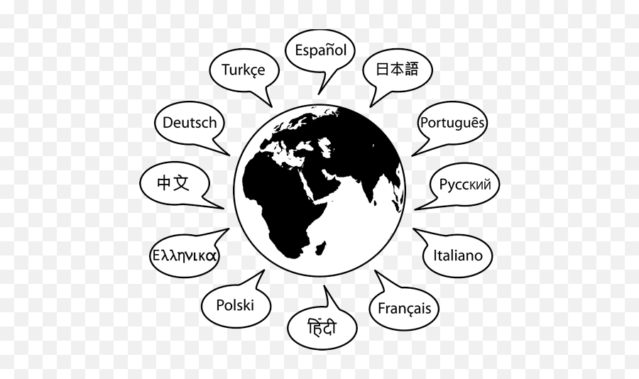 Foreign Language - Global World Vector Black And White Png,Language Png