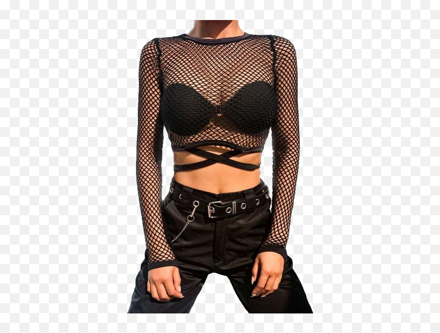 Fishnet Mesh Long Sleeve Shirt Png Transparent