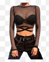 Fishnet Mesh Long Sleeve Shirt Png