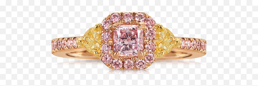 Argyle Pink And Yellow Diamond Vault Ring - Engagement Ring Png,Yellow Diamond Png