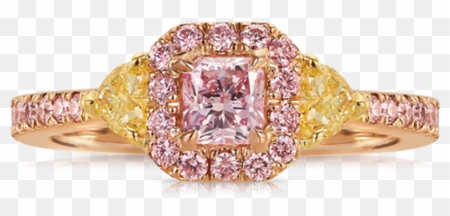 Argyle Pink And Yellow Diamond Vault Ring - Engagement Ring Png,Yellow Diamond Png