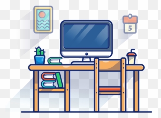 Best Premium Working Desk With Book Selves Illustration - Table png