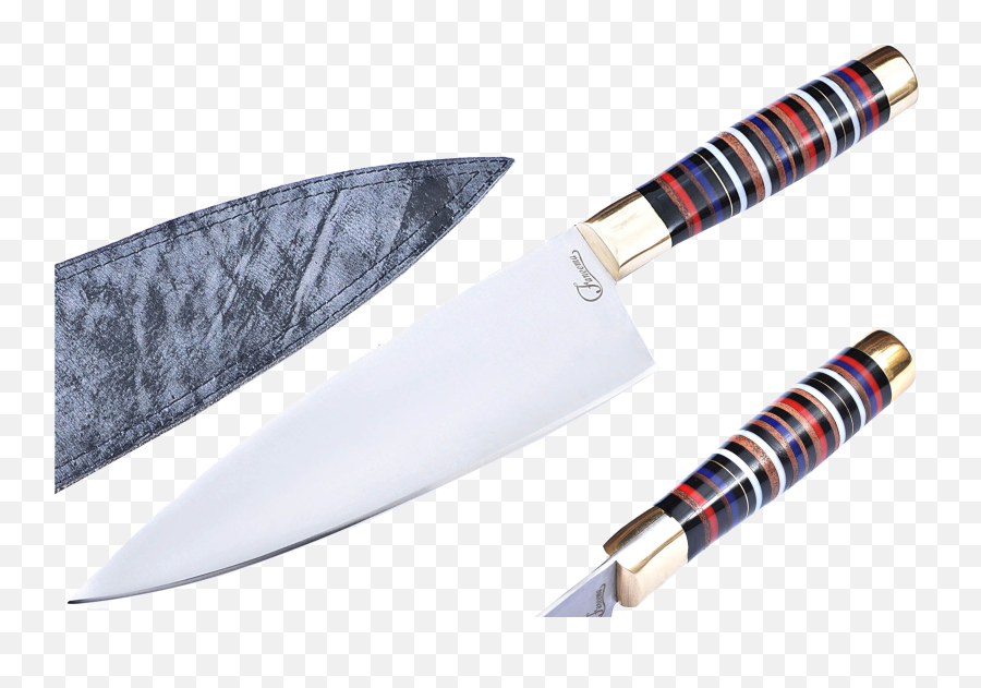 High Carbon 8 Chef Knife With Multi Color Resin And Pakkawood Fc6119 Faneema Cutlery - Hunting Knife Png,Chef Knife Png
