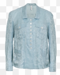 Chit - CHAT Pale blue damask shirt jacket Leather Jacket png