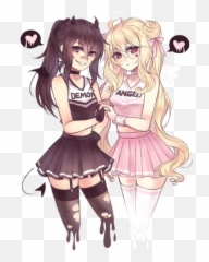 Anime Angel Png - Anime Females Angel Demon Devil Cute Anime Angel And Devil,Cheerleaders Png