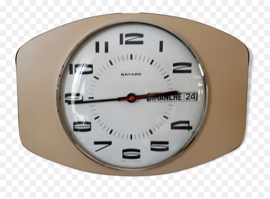 Beige Formica Vintage Clock With Date - Wall Clock Png,Vintage Clock Png