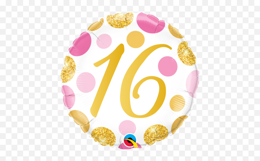 45cm Round Foil 16 Pink Gold Dots - 50th Happy Birthday Balloons Pink And Gold Png,Gold Dots Png