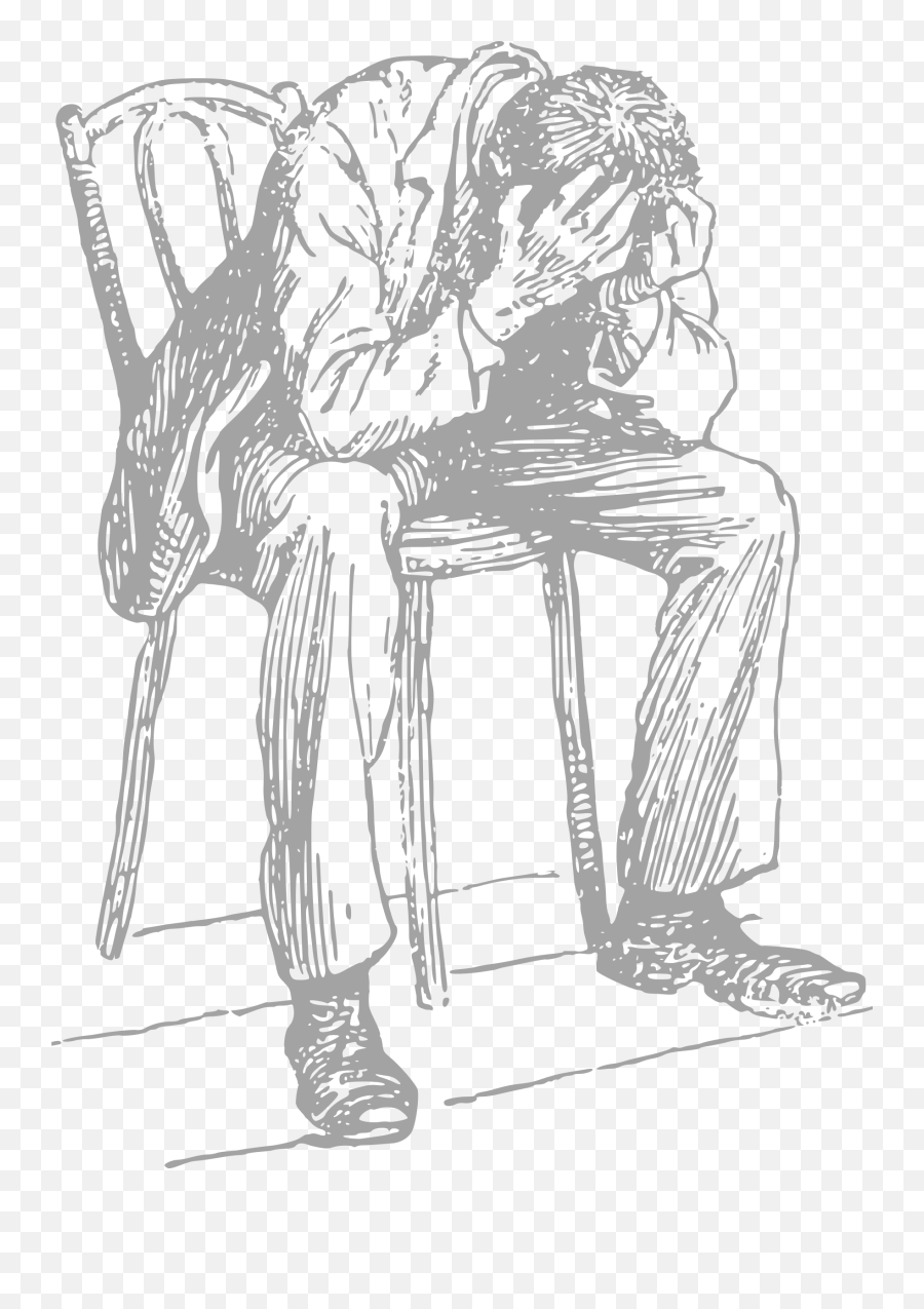 Sad Man Sketch - Man Sitting In Chair Drawing Png,Sad Man Png