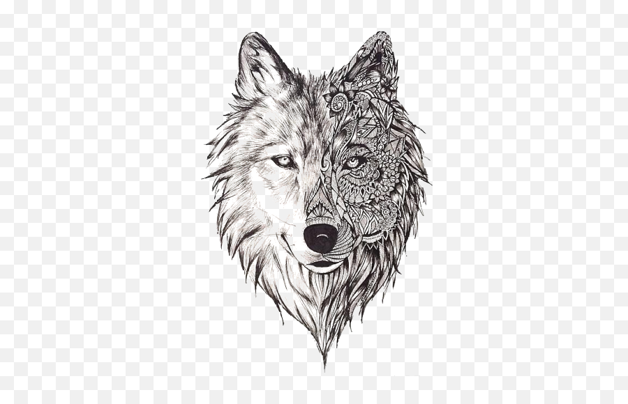 Mandala Wolf Tattoo - Transparent Background Wolf Tattoo Png,Face Tattoo Png