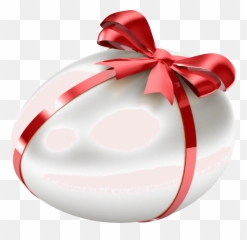 Whiteeastereggwithredbowtransparentpngclipart - Eggs Png