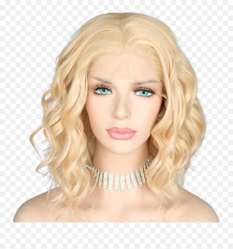 Amelia - Lace Front Wavy Blonde Bob Wig By Queenie Wigs Blond Png,Blonde Wig Png