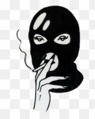 Skimask Girl Girlgang Cigarette Cig Blackandwhite - Drawings Girl In Ski Mask Drawing Png,Ski Mask Transparent