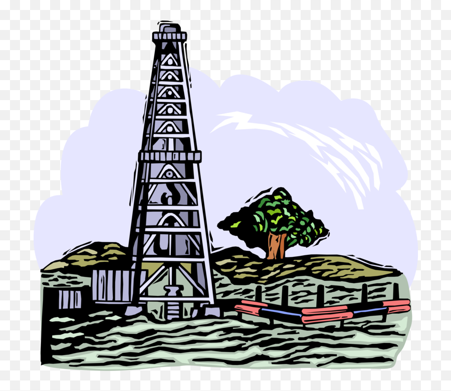 Oil Drilling Platform Derrick And Pipeline - Vector Image Petroleum Png,Oil Derrick Icon