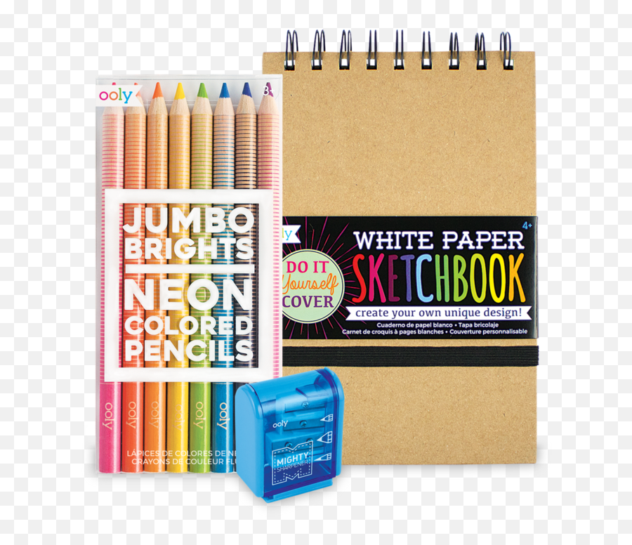 Download Jumbo Brights Neon Colored Pencils With Diy Cover - Sketchbook And Colored Pencils Png,Colored Pencils Png