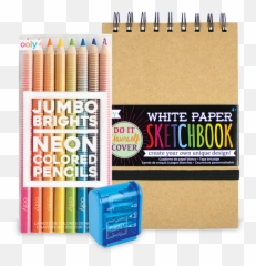 Download Jumbo Brights Neon Colored Pencils With Diy Cover - Sketchbook And Colored Pencils Png,Colored Pencils Png