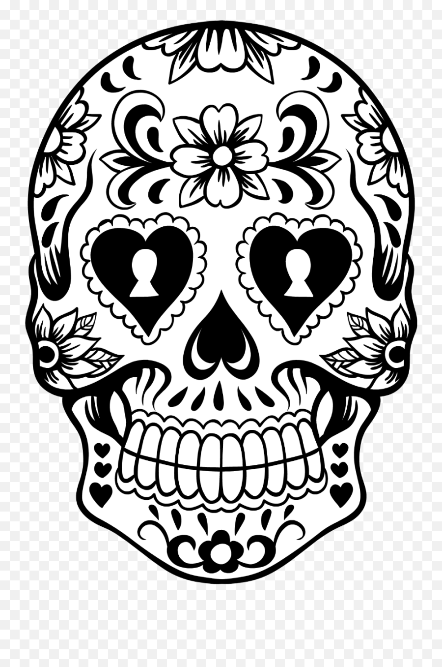 Dead Clipart Skull Drawing - Sugar Skull Line Drawing Png,Skull Drawing Png