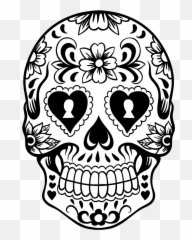 Dead Clipart Skull Drawing - Sugar Skull Line Drawing Png,Skull Drawing Png