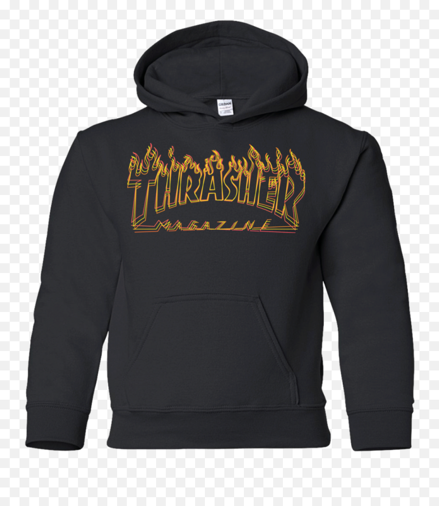 Download Hd Thrasher Flame Logo G185b Gildan Youth Pullover - Gildan Hoodie 100 Cotton Png,Thrasher Png