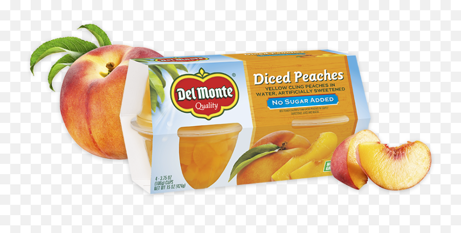 Peaches - No Sugar Added Fruit Cup Snacks Del Monte Del Monte Peaches In Water Png,Sugar Transparent Background