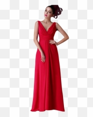 New V - neck Chiffon Party Prom Dress Gown png