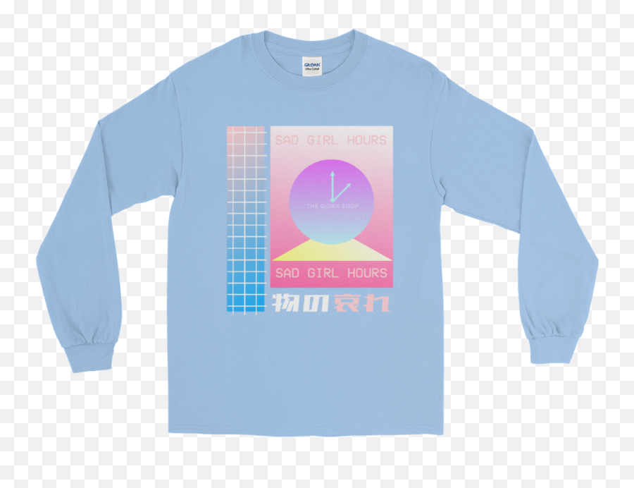 Sad Girl Hours Retro Vaporwave Longsleeve T - Shirt Vaporwave Long Sleeve Png,Sad Girl Png