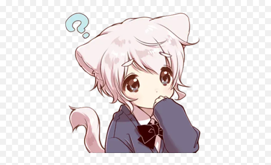 Cute Cat Ear Boy Whatsapp Stickers - Stickers Cloud Cute Anime Boy Cat Ears  Png,Cat Ears Transparent - free transparent png images 
