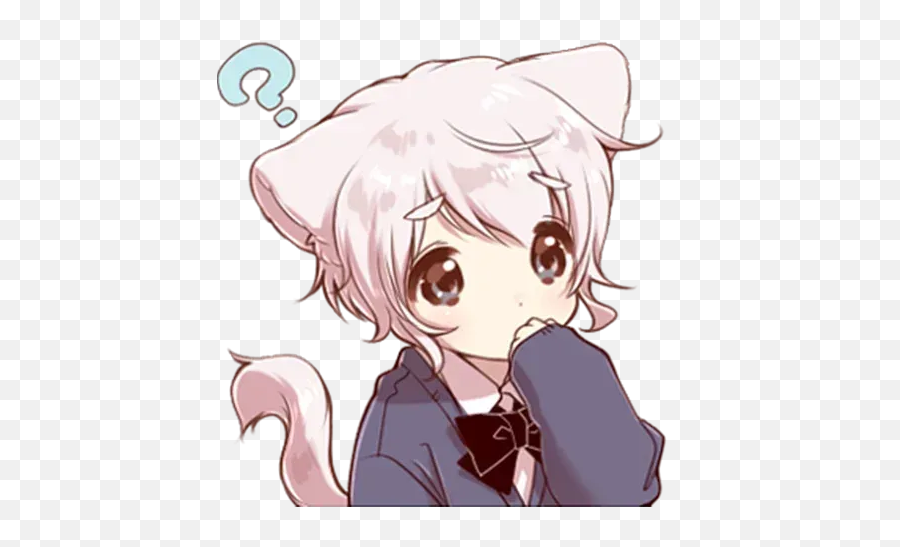 Cute Cat Ear Boy Whatsapp Stickers - Stickers Cloud Cute Anime Boy Cat Ears Png,Cat Ears Transparent