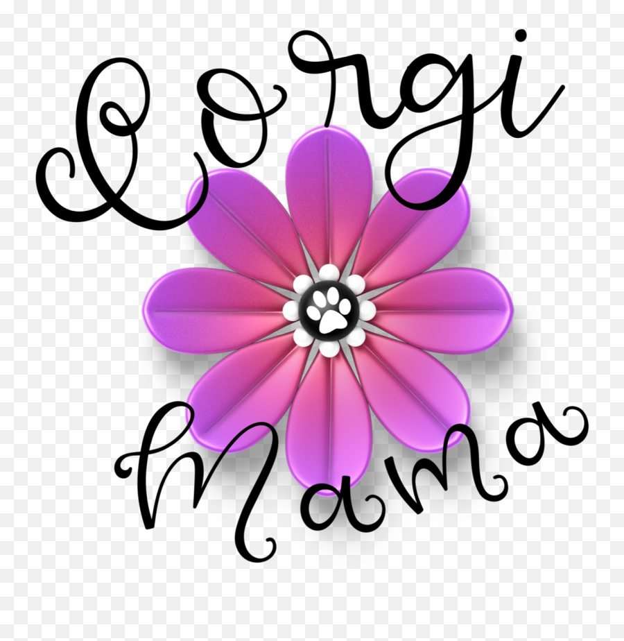 Corgi Mom With Pink Flower Dog Paw Png - African Daisy,Dog Paw Png