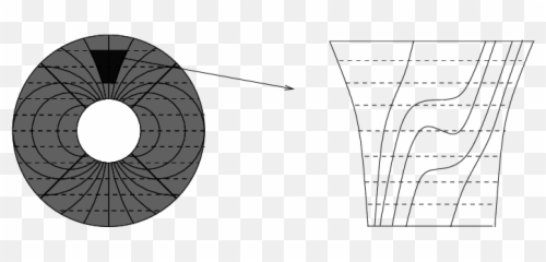 Dot - lines represents the stable foliation and curved png