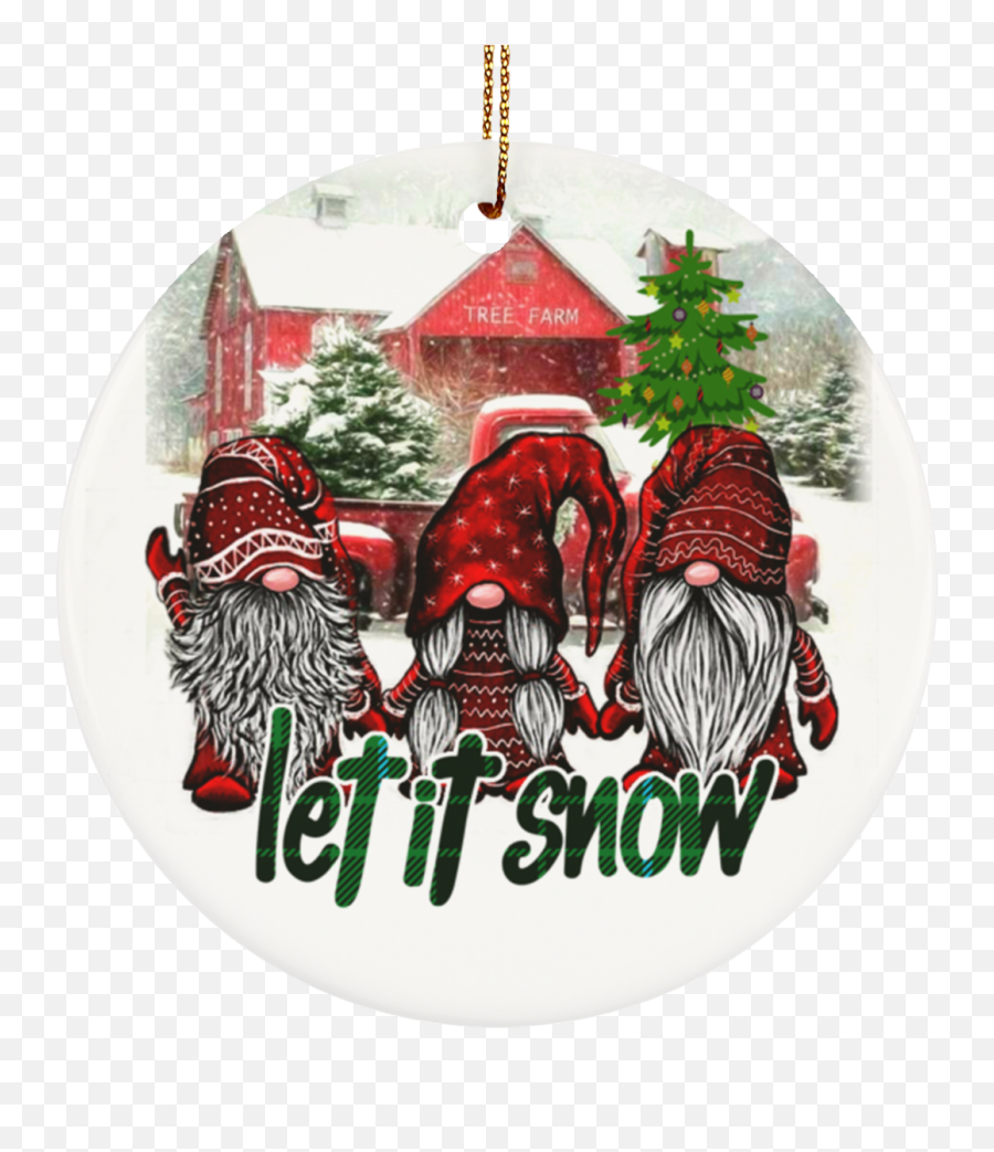 Funny Gnomes Let It Snow Saying Ornament - Forest Gnomes Christmas Is Coming Flat Circle Porcelain Ornament Gnomies Christmas Let It Snow Png,Gnomed Png
