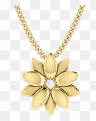 Download Lotus Flower Necklace Yellow Diamond - Gold png