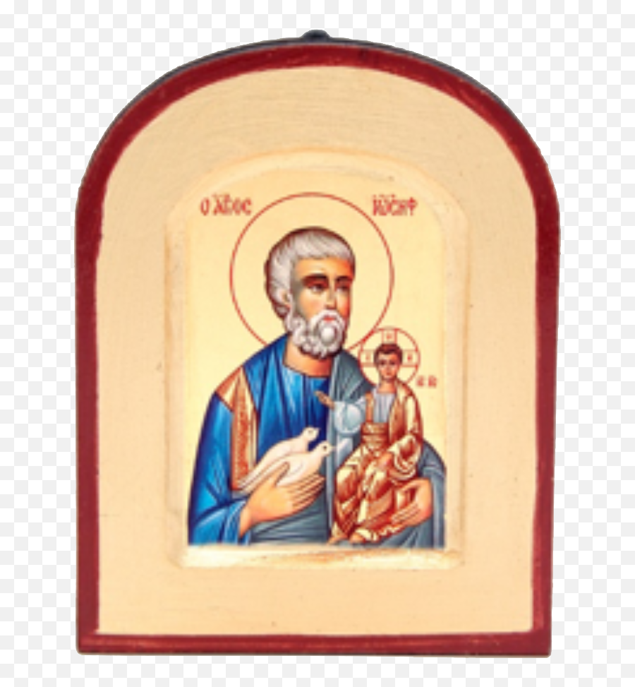 Hand Painted St Joseph Icon - Special Order Brown Arched Icon Png,San Icon