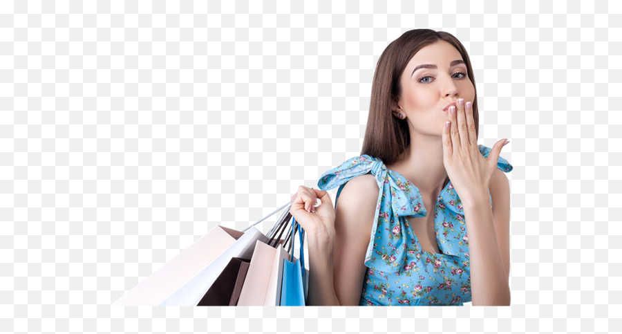 Download Hd Pretty Woman With Shopping Bags Covers Mouth - Girl Shopping Bag Png,Woman Hand Png
