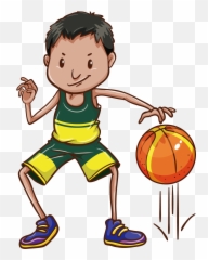 Clipart Boy Basketball Player - Bouncing A Ball png