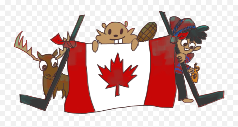 Moose Clipart Flag Canada Transparent - Canadian Hockey Clipart Png,Canada Flag Transparent