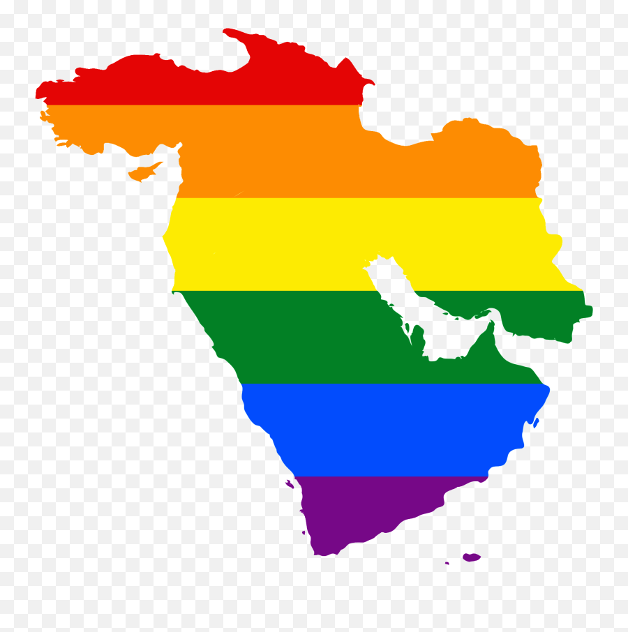 Lgbt Flag Map Of The Middle East - Middle East Vector Map Png,Gay Flag Png