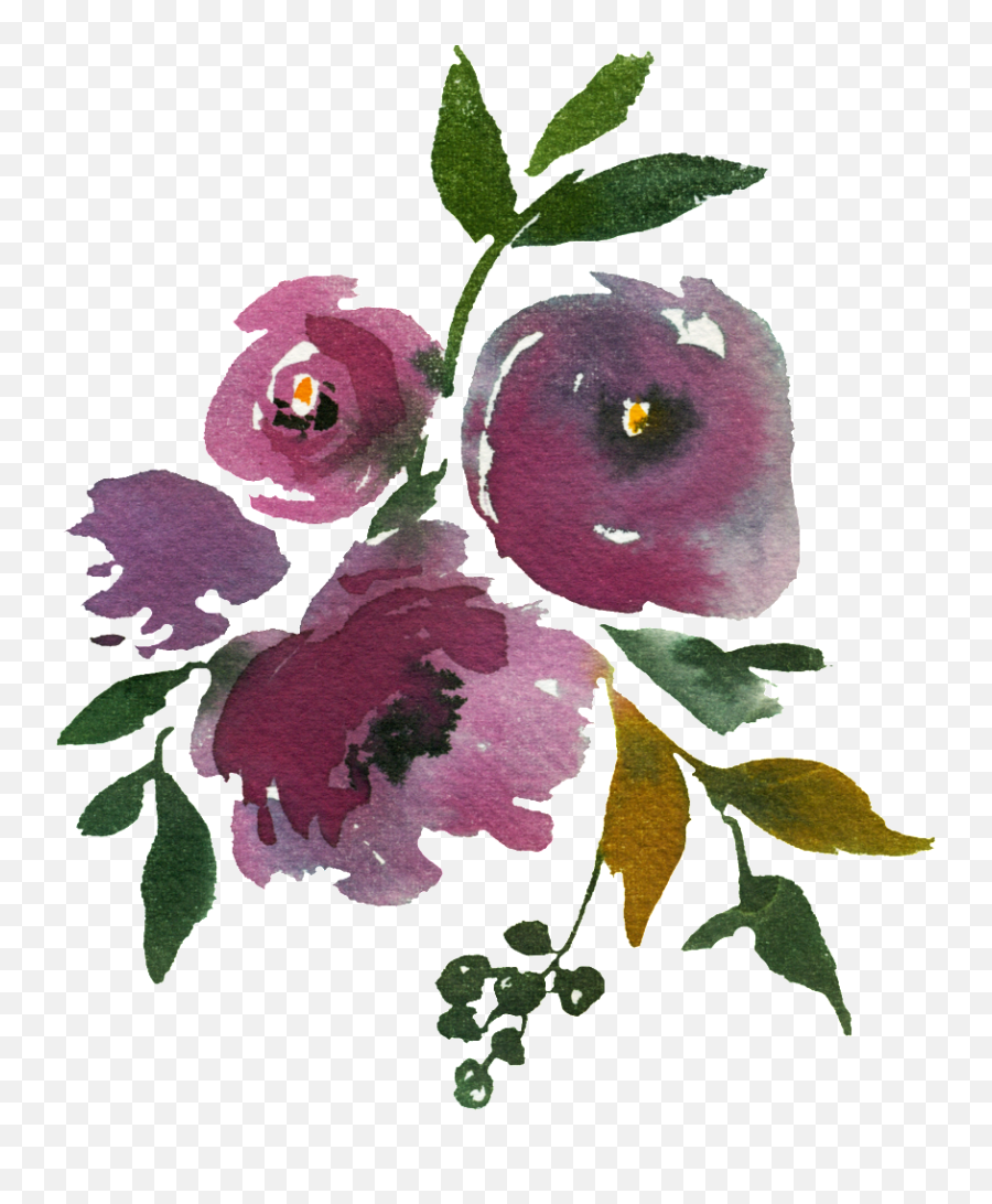 Download Hd Hand - Painted Dark Purple Flowers Png Transparent Flower Png Paintings Dark,Purple Flowers Png