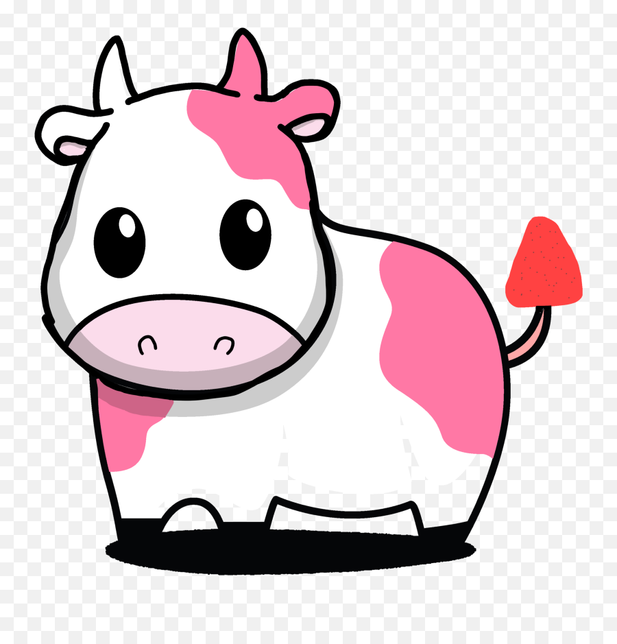 Cow Strawberry Sticker By Variety - Cute Baby Cow Cartoon Png,Kawaii Transparent Png
