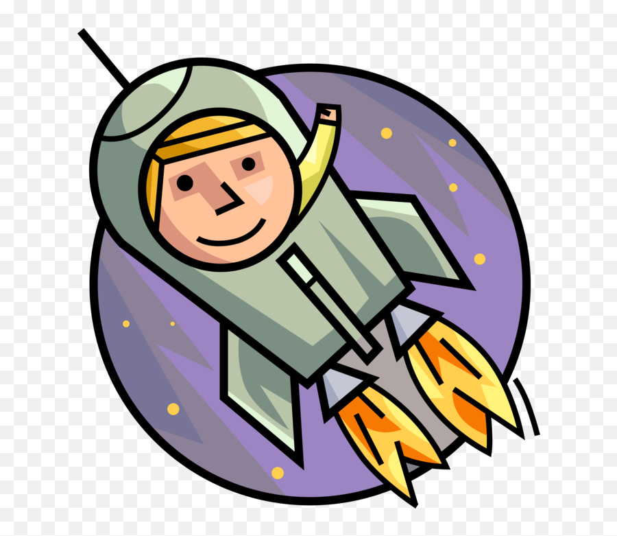 Vector Illustration Of Astronaut Blasts Off In Rocketship - Astranot Clipart Png,Astronaut Icon Vector
