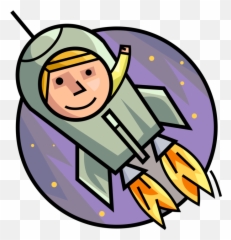 Vector Illustration Of Astronaut Blasts Off In Rocketship - Astranot Clipart Png