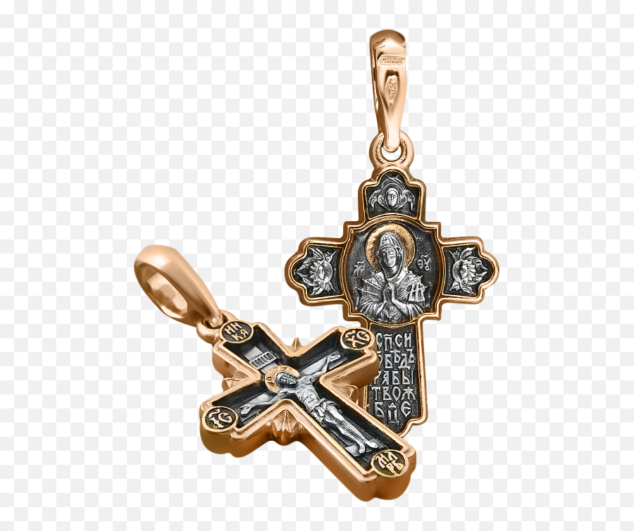 Orthodox Cross Pendant Crucifixion Of Christ - Orthodox Gold Kreuz Png,Russian Icon Christ Pantocrator