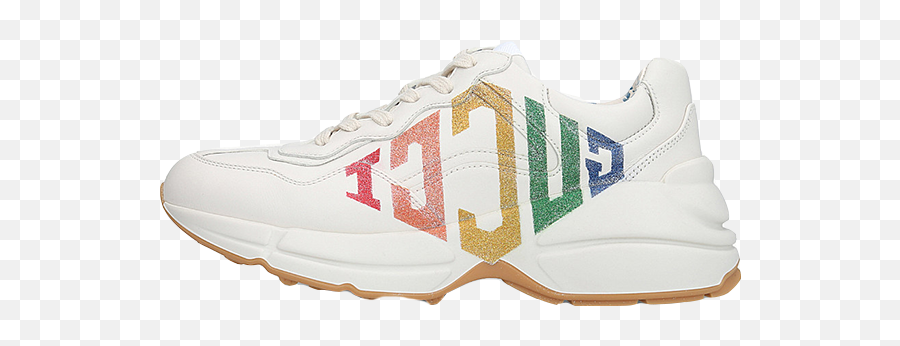 Gucci Rhyton Cream - Gucci Rhyton Glitter Sneakers On Feet Png,Gucci Logos